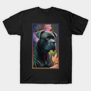 Cane Corso Dog Vibrant Tropical Flower Tall Digital Oil Painting Portrait 2 T-Shirt